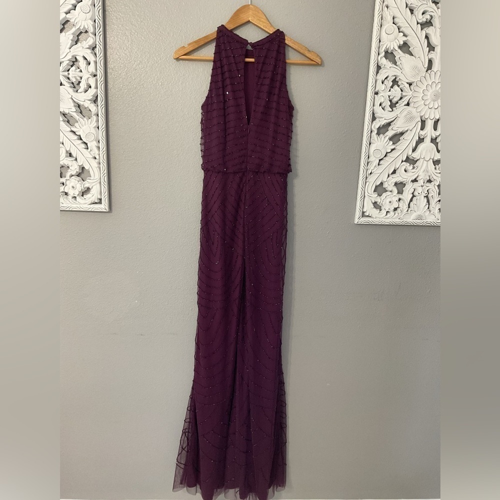 Adrianna Papell ART DECO BEADED BLOUSON DRESS WITH HALTER NECKLINE size 0 D106 - Picture 8 of 12